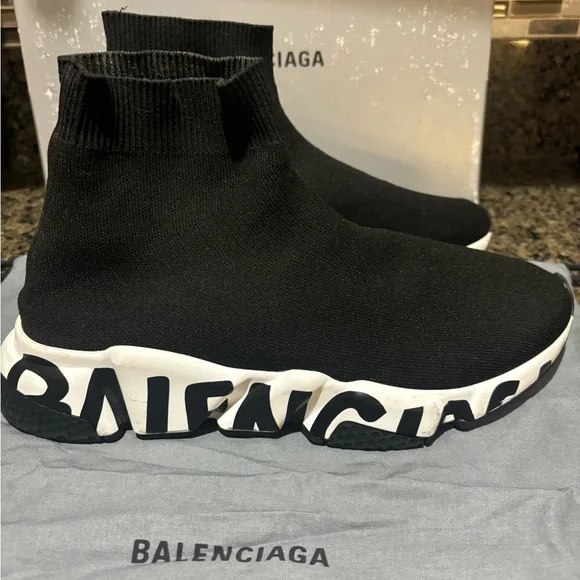 Balenciaga Black Knit Sock Sneakers - Picture 2 of 8
